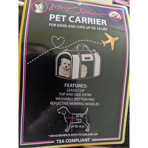 Betsey Johnson Pet Dog Cat Puppy Carrier 16 Lbs capacity TSA approved NEW check - Picture 5 of 5